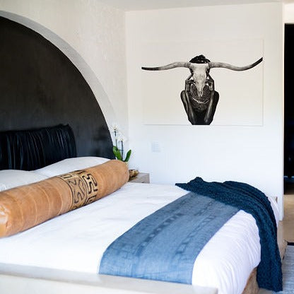 Wall Mount Bed | Black Modern Leather Headboard  | Rouched Leather