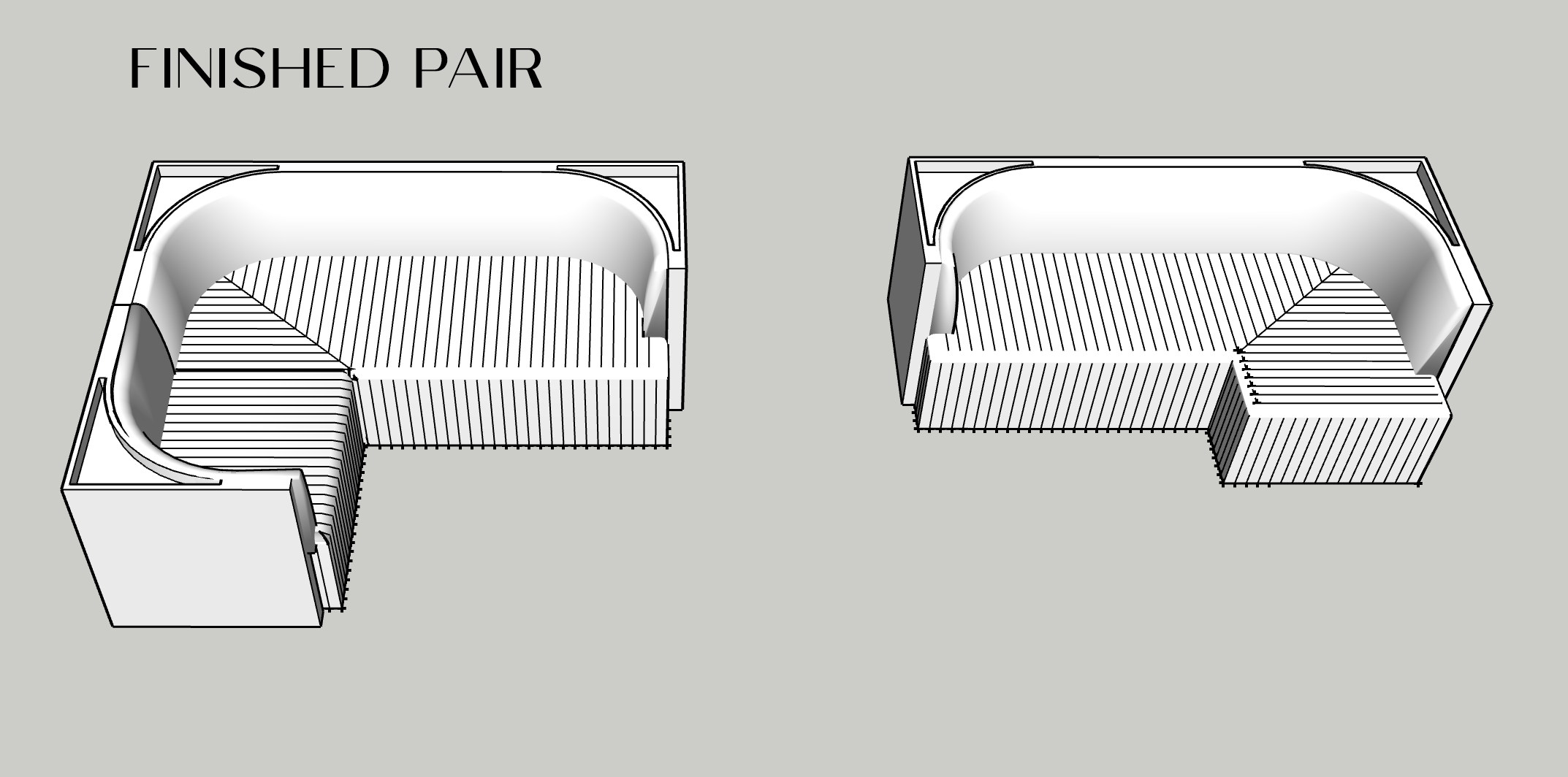 Ribbed Black Leather Sofa or Banquette