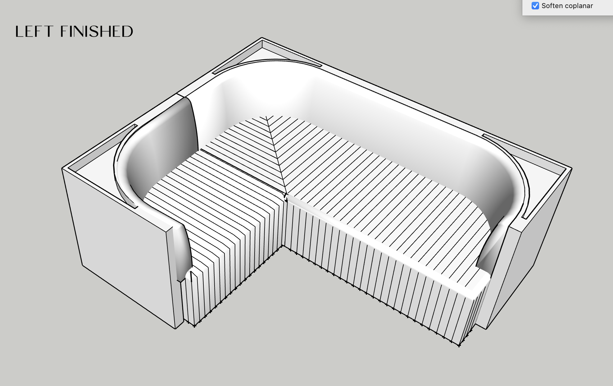 Ribbed Black Leather Sofa or Banquette