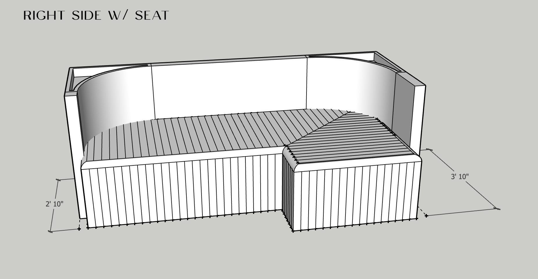 Ribbed Black Leather Sofa or Banquette