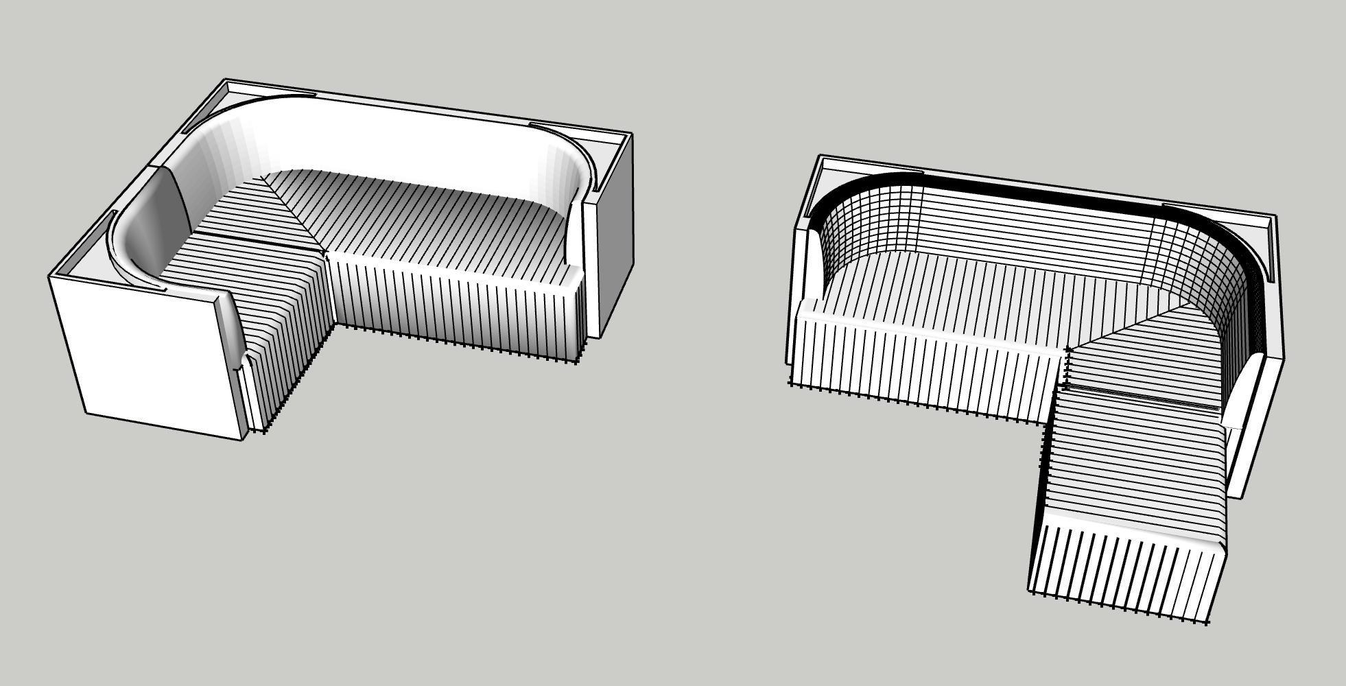 Ribbed Black Leather Sofa or Banquette