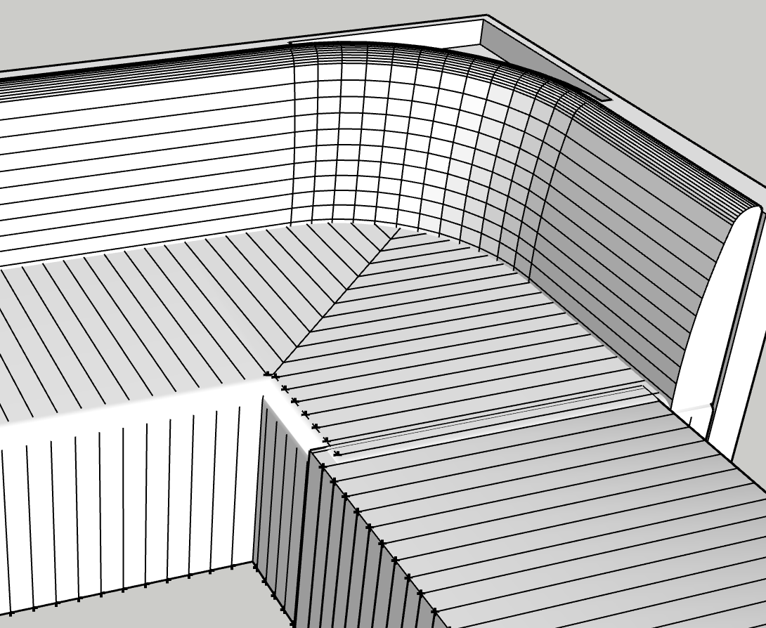 Ribbed Black Leather Sofa or Banquette