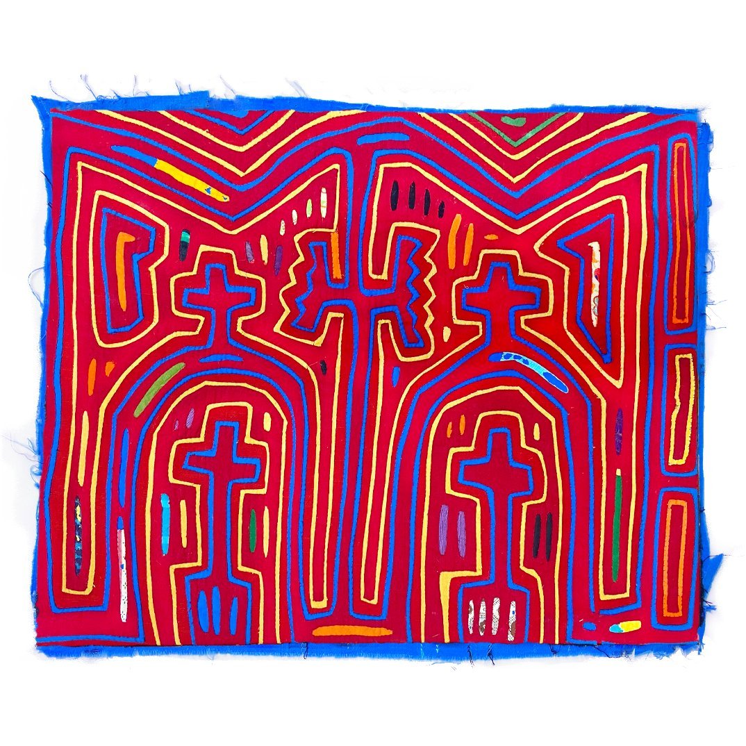 Abstract Quilted Art Print - artHOME DECORkidsHUNTEDFOX - Abstract Quilted Art Print - artHOME DECORkidsHUNTEDFOX - red Peruvian folk art tapestry