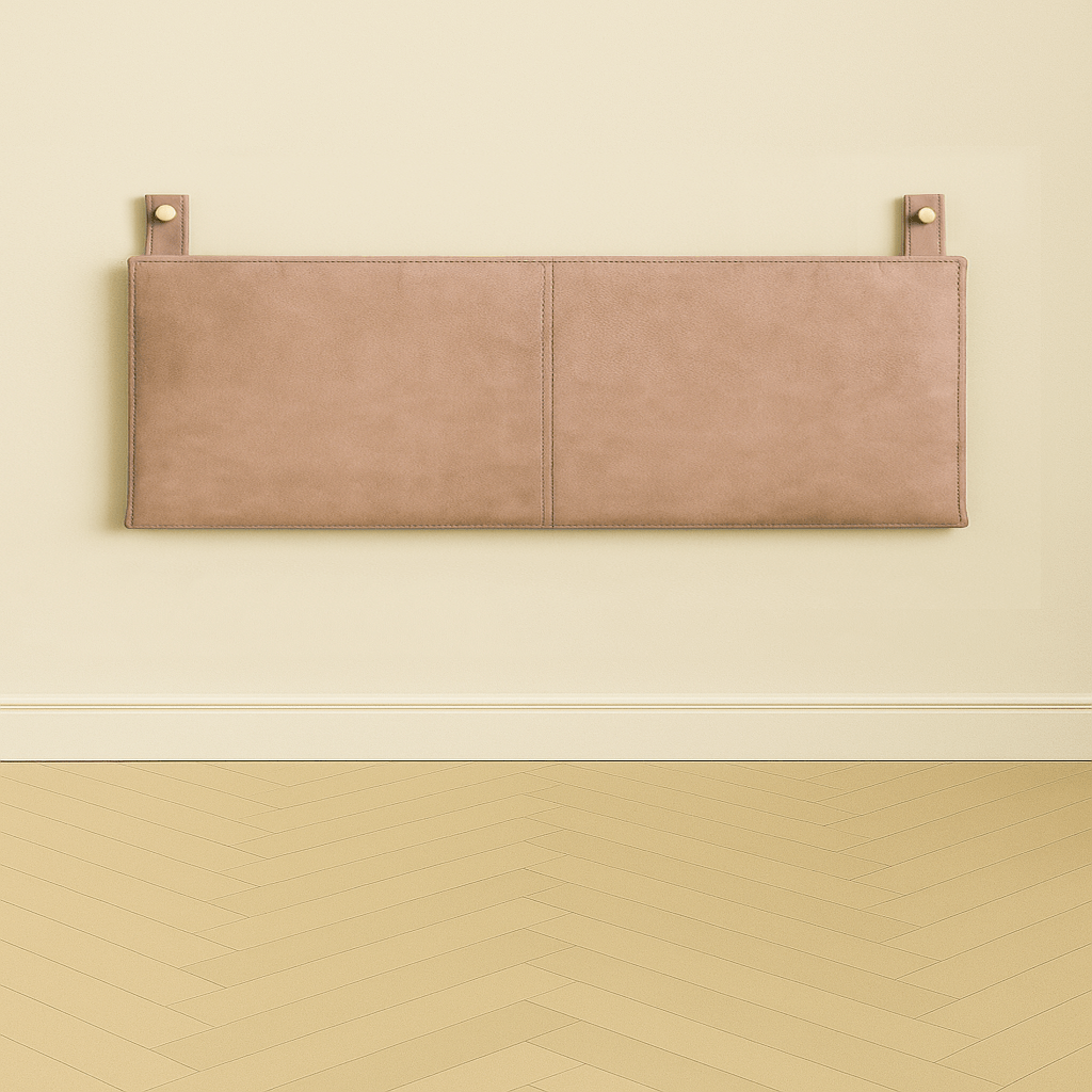 Aged Tan Leather Wall - Mount Headboard - headboardLEATHERShopify CollectiveHUNTEDFOX - tan real leather hanging headboard