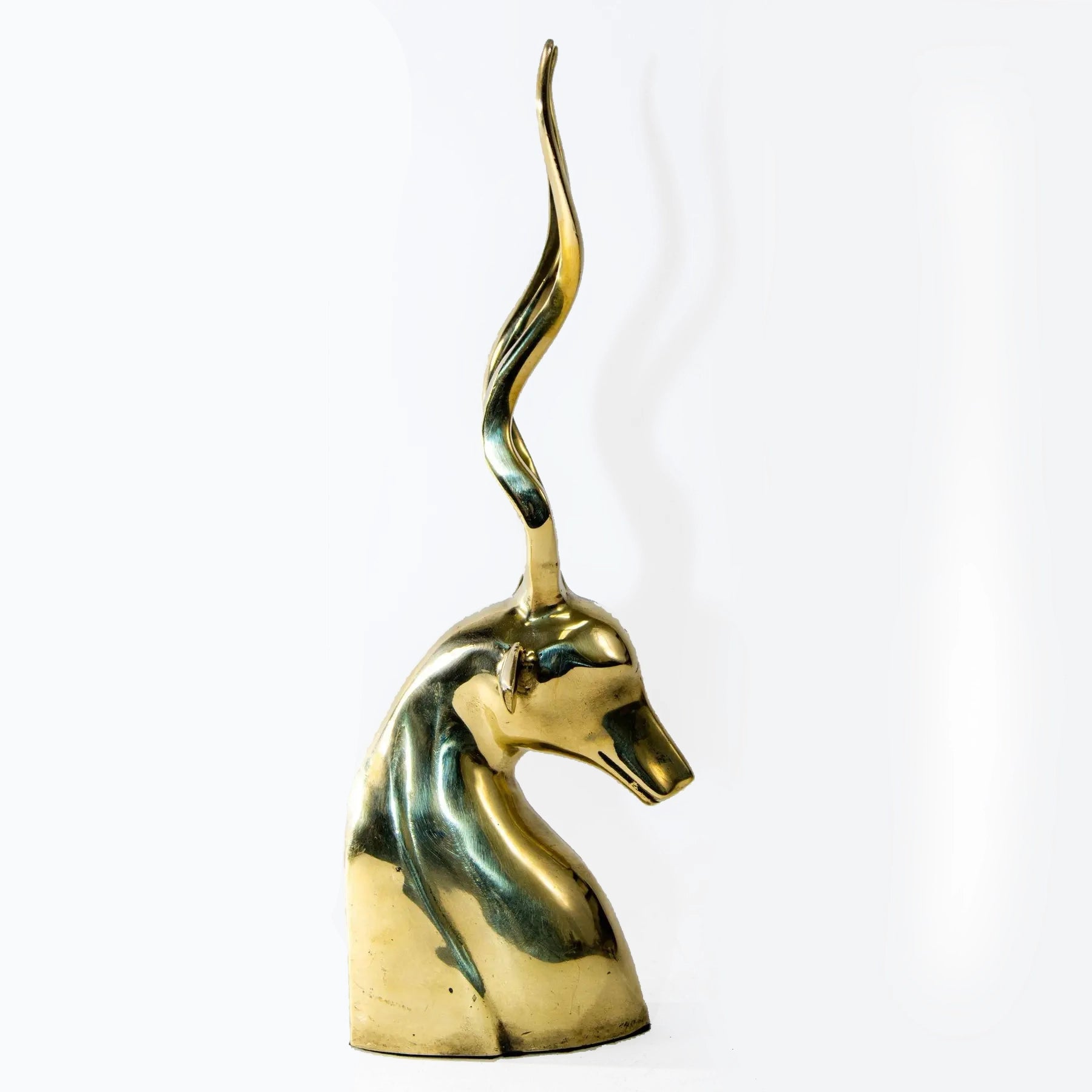 Mid-Century Modern Brass Gazelle Head Statue