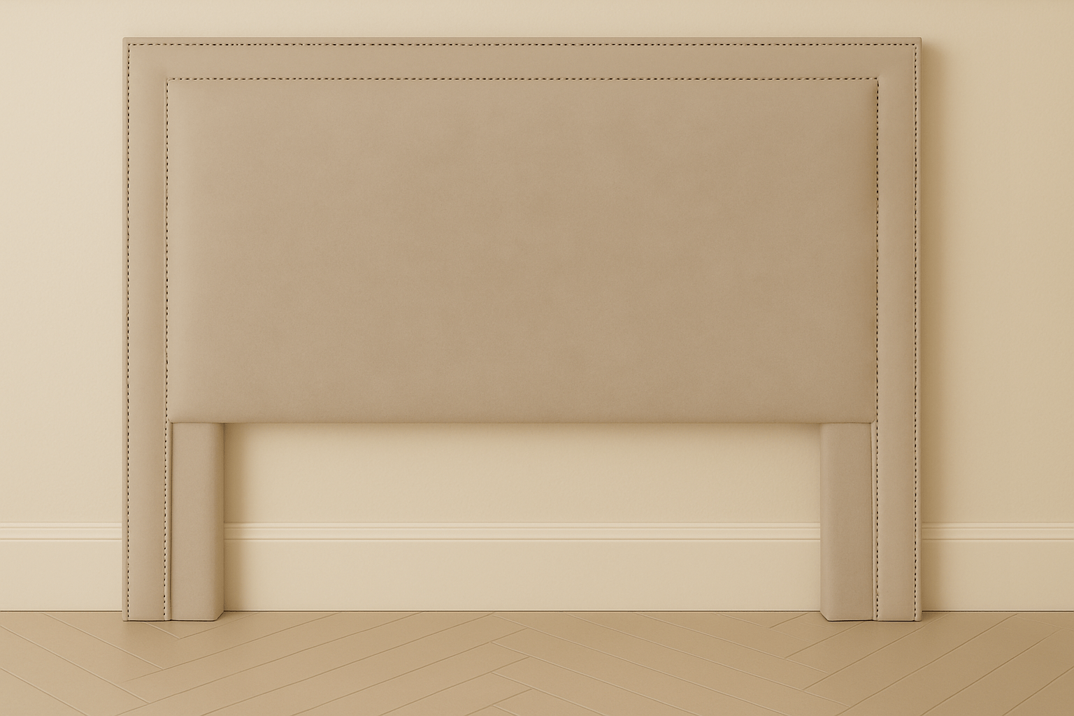 Beige Hotel Headboard with Double Nailhead Trim - bedroomBrownheadboardHUNTEDFOX - Beige Hotel Headboard with Double Nailhead Trim