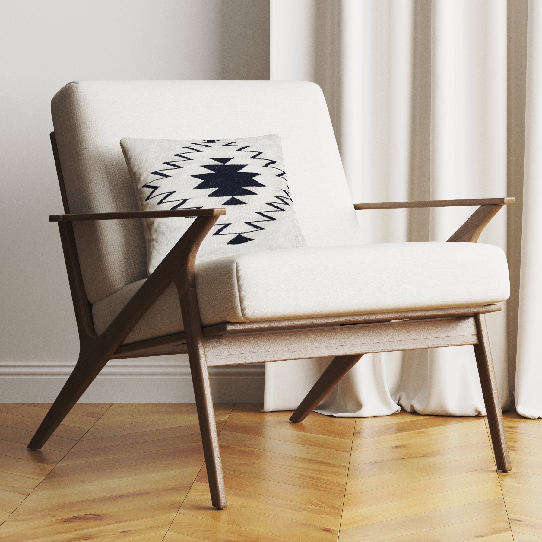 Black and White Modern Southwest Decorative Pillow - BlackBlack & WhiteNATIVEHUNTEDFOX - Black and White Modern Southwest Decorative Pillow - HUNTEDFOX