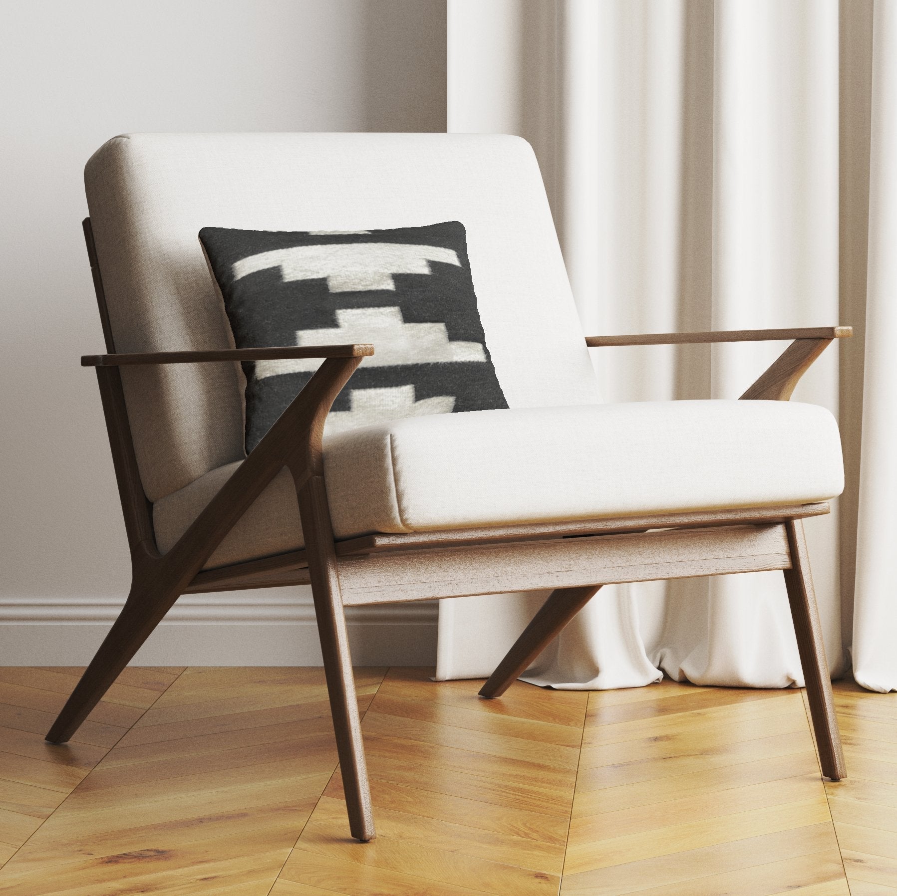 Black & White Modern Geometric Throw Pillow - Black & Whitemodernneed verificationHUNTEDFOX - Black & White Modern Geometric Throw Pillow - HUNTEDFOX