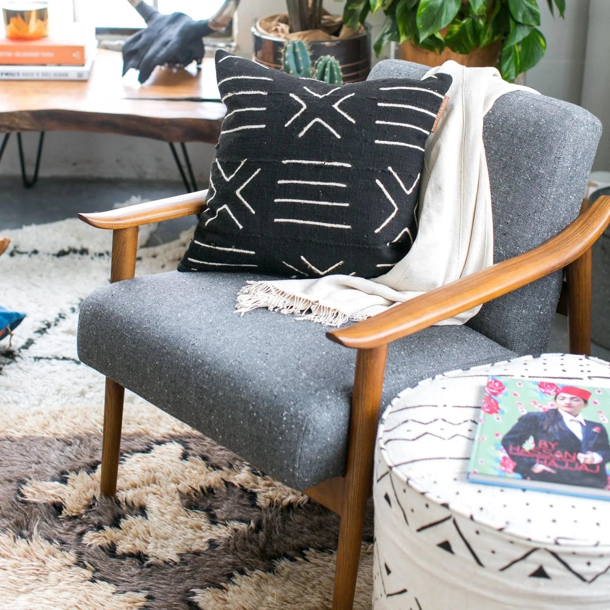 Black & White Geometric Pillow