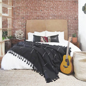 Oaxaca Coverlet | Black & White Striped Bed Blanket