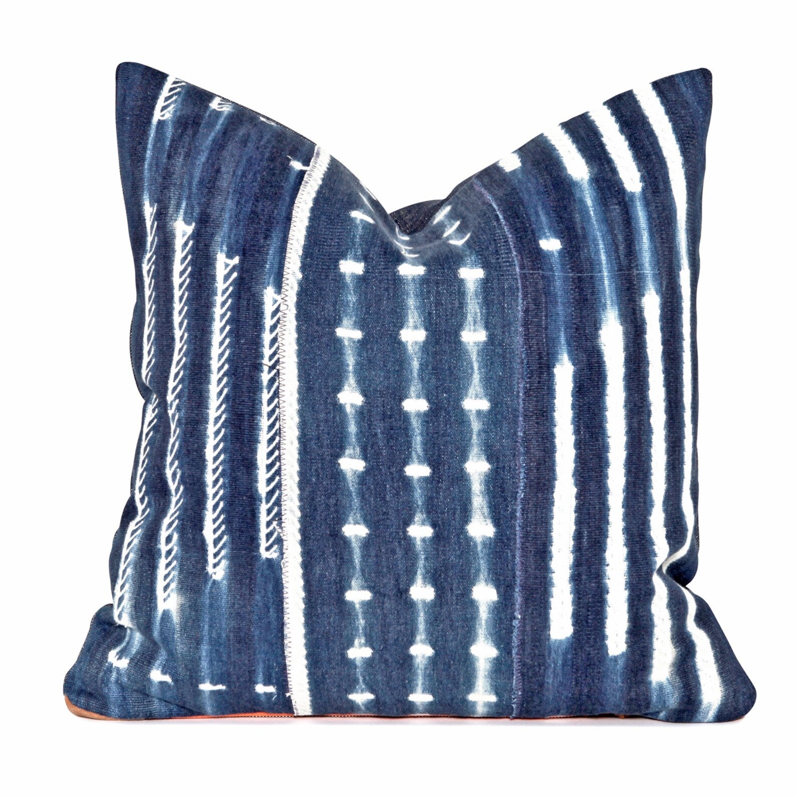 Blue Shibori Diamond Throw Pillow - Elegant Geometric Design