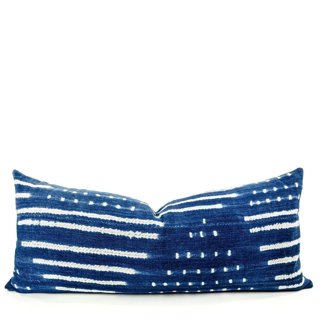 Blue Shibori Diamond Throw Pillow - Elegant Geometric Design
