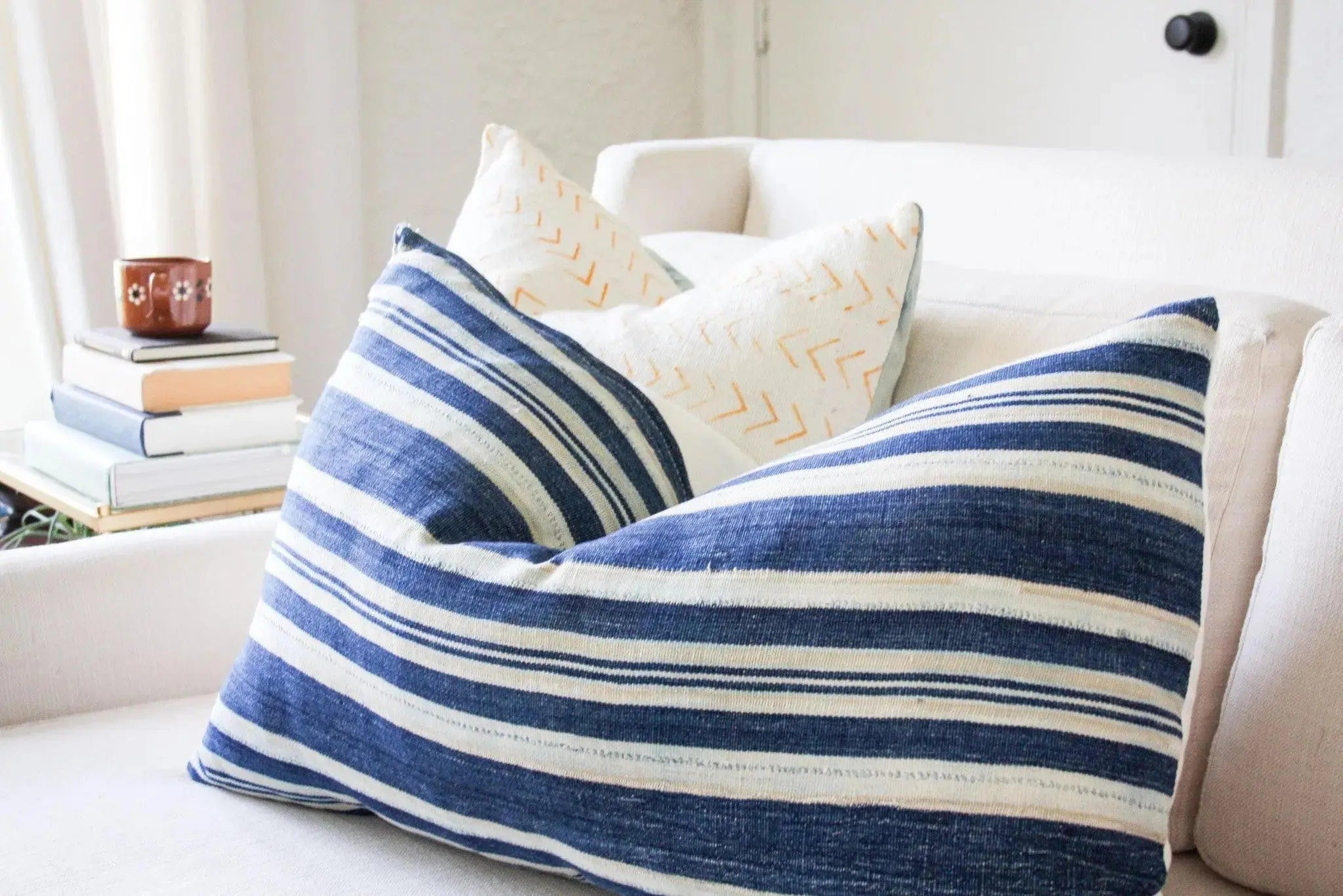 Shades of Blue Striped Throw Pillow