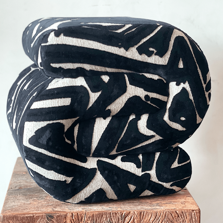 Bold C - Shaped Black & White Ottoman – Graphic Modern Pouf - H|F AtelierShopify CollectiveHUNTEDFOX - Bold C - Shaped Black & White Ottoman – Graphic Modern Pouf