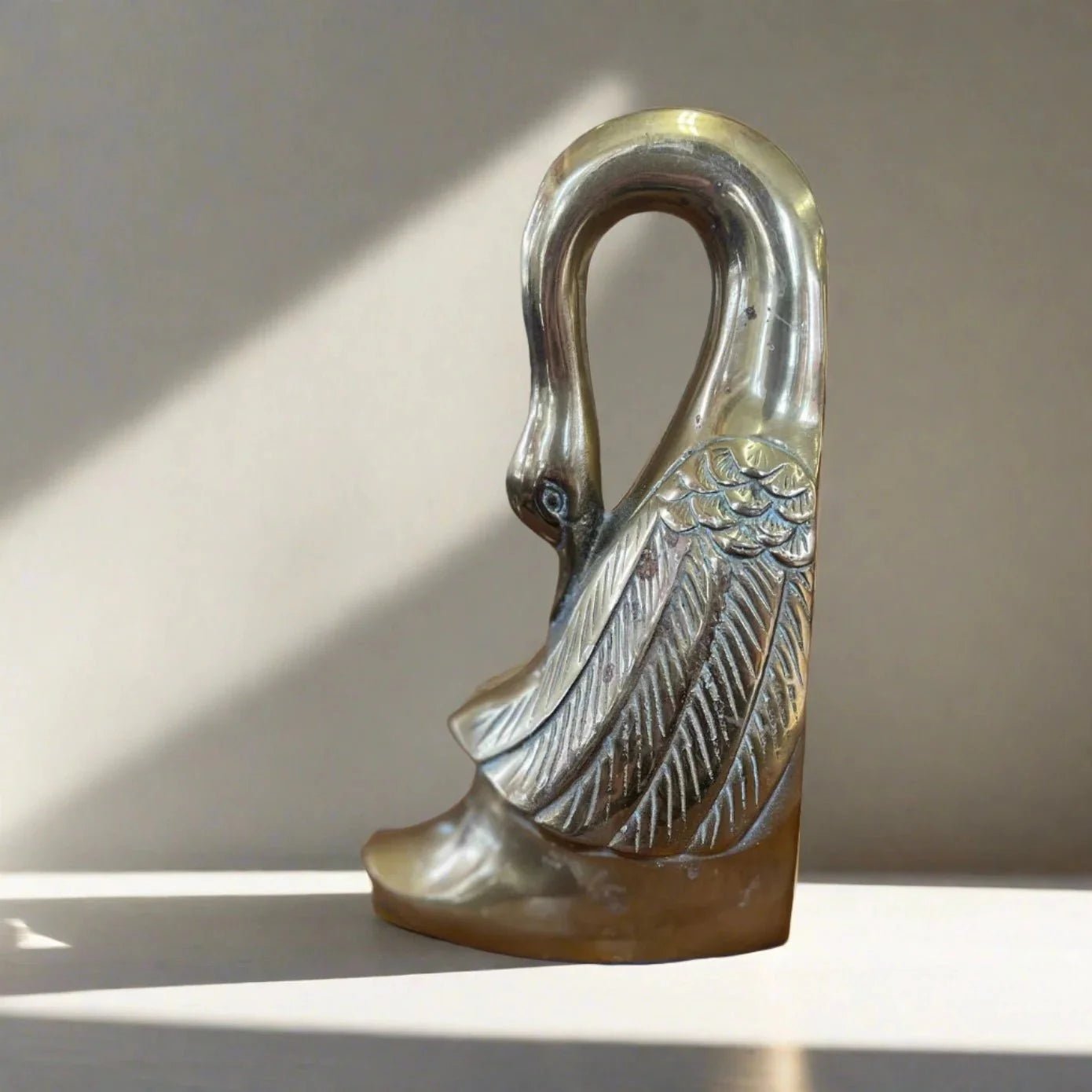 Brass Swan Bookends - Elegant Home Decor Accent - ACCENTbrassDECORHUNTEDFOX - Brass Swan Bookends - Elegant Home Decor Accent