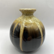 Brown Drip Glaze Pottery Bud Vase Small Round - HUNTEDFOX