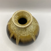 Brown Drip Glaze Pottery Bud Vase Small Round - BrownCeramicHOME DECORHUNTEDFOX - Brown Drip Glaze Pottery Bud Vase Small Round - HUNTEDFOX