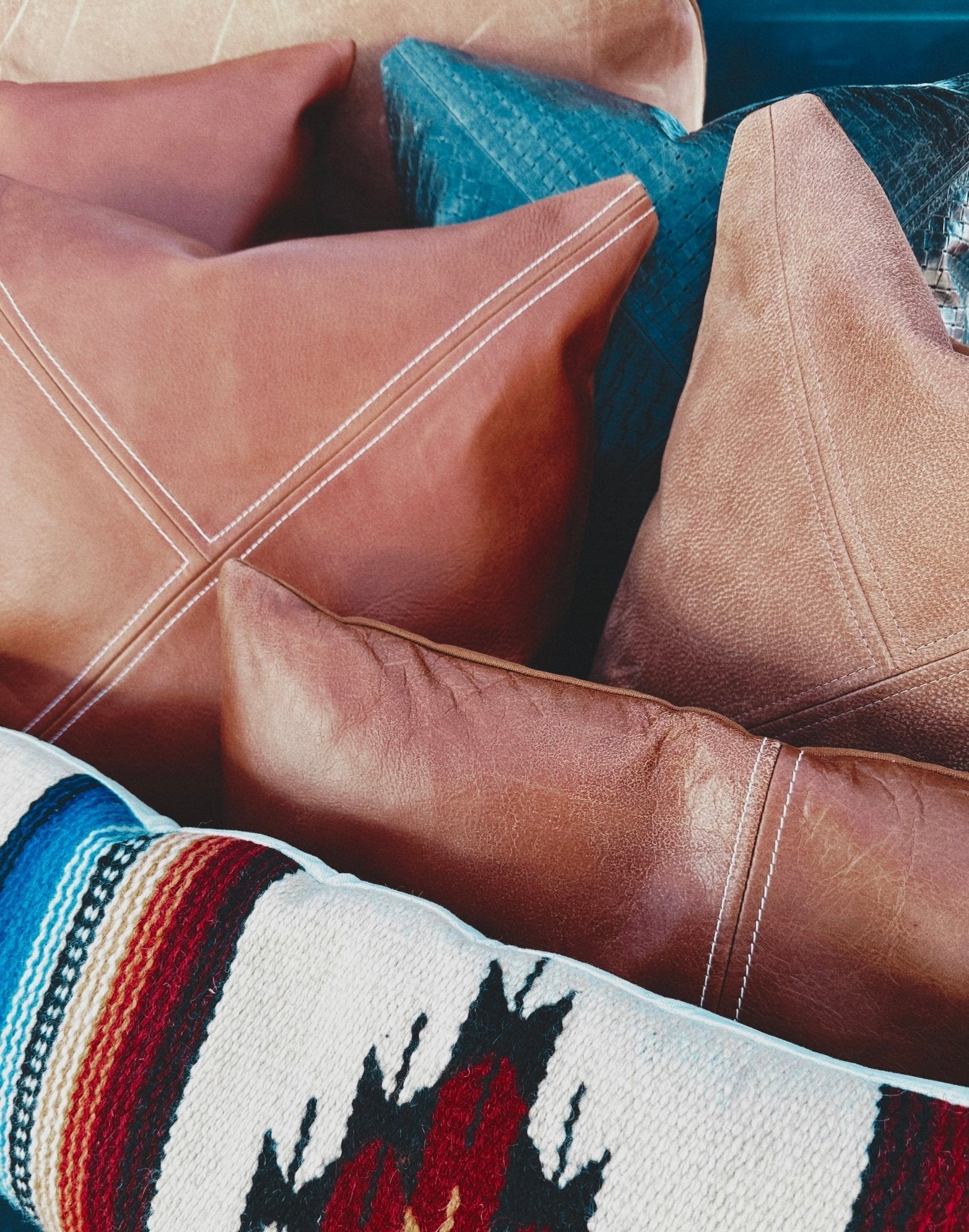 Brown Genuine Leather Pillow with Triangle Stitch Pattern - LEATHERLeather Pillowneed verificationHUNTEDFOX - Brown Genuine Leather Pillow with Triangle Stitch Pattern - LEATHERLeather PillowpillowHUNTEDFOX - Brown Genuine Leather Pillow with Triangle Stitch Pattern