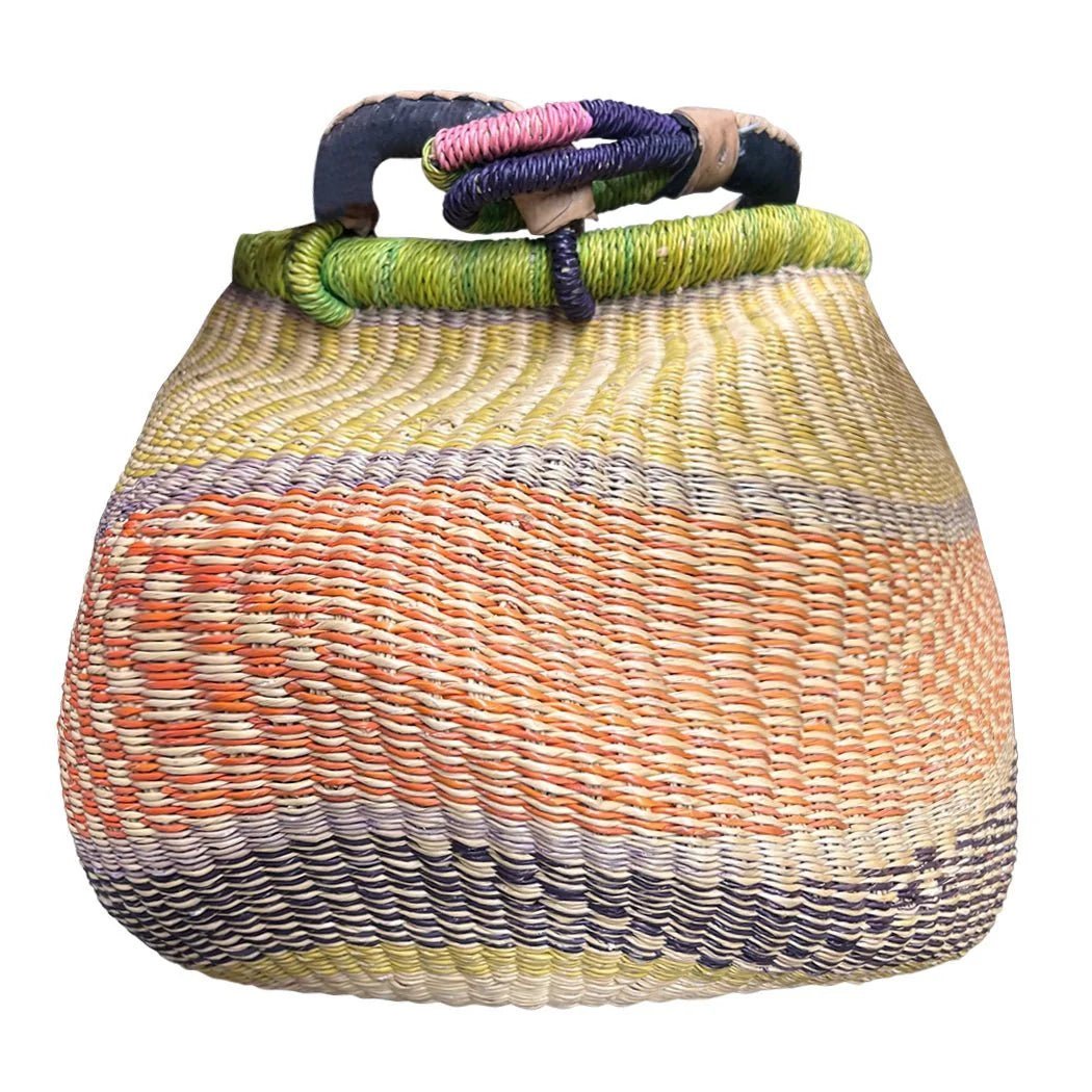 Colorful Woven Shopping Baskets - basketHOME DECORkidsHUNTEDFOX - Colorful Woven Shopping Baskets - basketHOME DECORkidsHUNTEDFOX - green pink and purple handwoven shopping basket