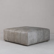 Cubist Sofa Element Grey Aged Leather - LEATHERottomanSEATINGHUNTEDFOX - Cubist Sofa Element Grey Aged Leather OTTOMAN BASE