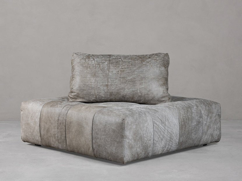 Cubist Sofa Element Grey Aged Leather - LEATHERottomanSEATINGHUNTEDFOX - Cubist Sofa Element Grey Aged Leather PILLOW BACKREST