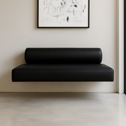 Floating Black Leather Bench for Modern Dining Nook