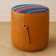 Custom Leather Ottoman with Handle – Colorful Top - H|F AtelierottomanShopify CollectiveHUNTEDFOX - Custom Leather Ottoman with Handle – Colorful Top