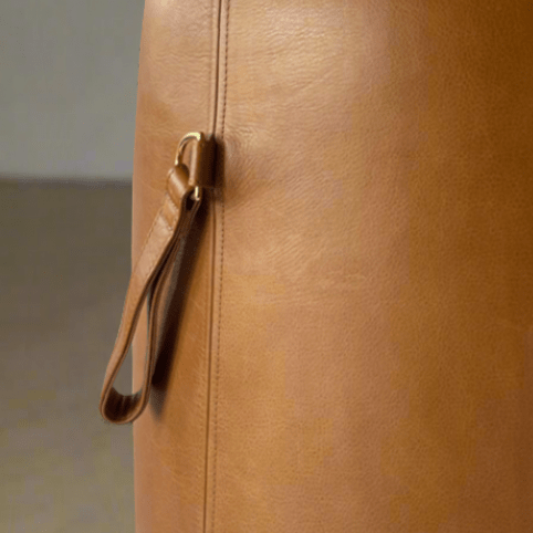 Custom Leather Ottoman with Handle – Colorful Top - H|F AtelierottomanShopify CollectiveHUNTEDFOX - Custom Leather Ottoman with Handle – Colorful Top