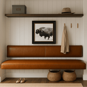 ER Custom | Floating Leather Bench for Kitchen Nook - custom banquette seatingH|F Atelierluxury upholstered seatingHUNTEDFOX - ER Custom | Floating Leather Bench for Kitchen Nook