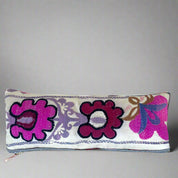 Floral Silk Lumbar Throw Pillow – Unique Bohemian Decor for Chair or Sofa - floralLumbar PillowsPinkHUNTEDFOX - pink and purple floral long pillow