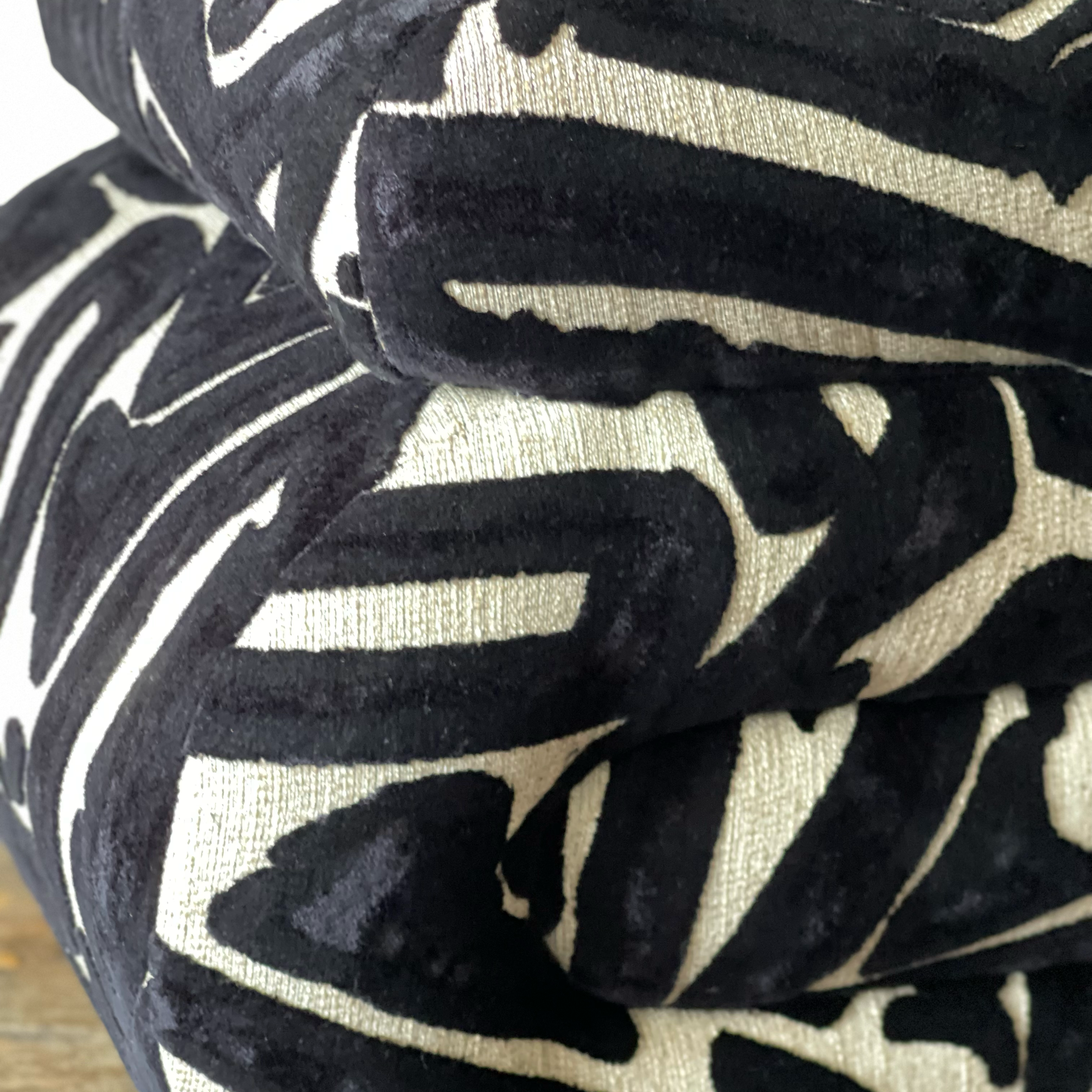 Bold C-Shaped Black & White Ottoman – Graphic Modern Pouf