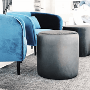 Genuine Leather Round Ottoman or Pouf | Black - BlackH|F AtelierLEATHERHUNTEDFOX - Genuine Leather Round Ottoman or Pouf | Black