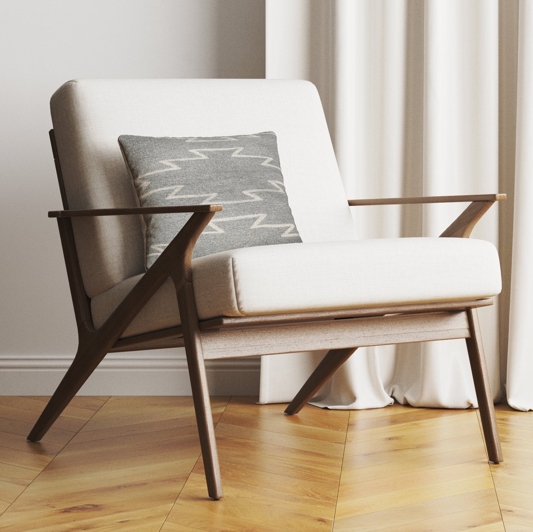 Grey and White Southwestern Decorative Accent Pillow - GreyLight greyNATIVEHUNTEDFOX - Grey and White Southwestern Decorative Accent Pillow - HUNTEDFOX