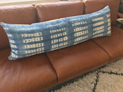 Blue and White Striped Mudcloth Pillow - Global Style
