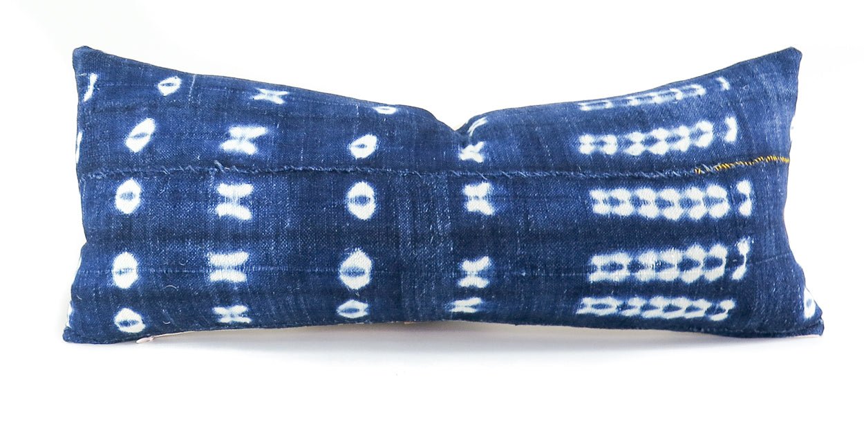 Blue and White Striped Mudcloth Pillow - Global Style