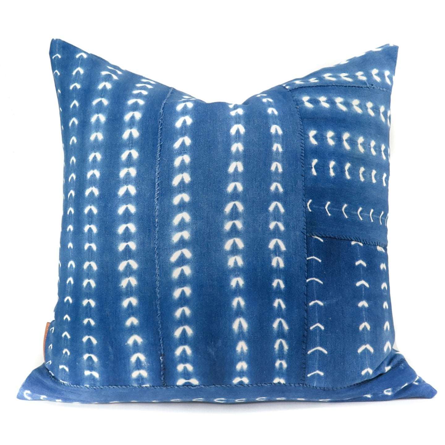 Blue and White Striped Mudcloth Pillow - Global Style