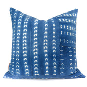 Blue and White Striped Mudcloth Pillow - Global Style