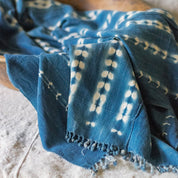 Blue and White Striped Mudcloth Pillow - Global Style