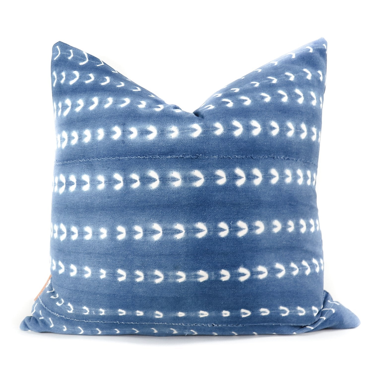 Blue and White Striped Mudcloth Pillow - Global Style