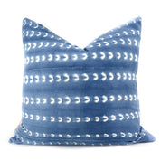 Blue and White Striped Mudcloth Pillow - Global Style