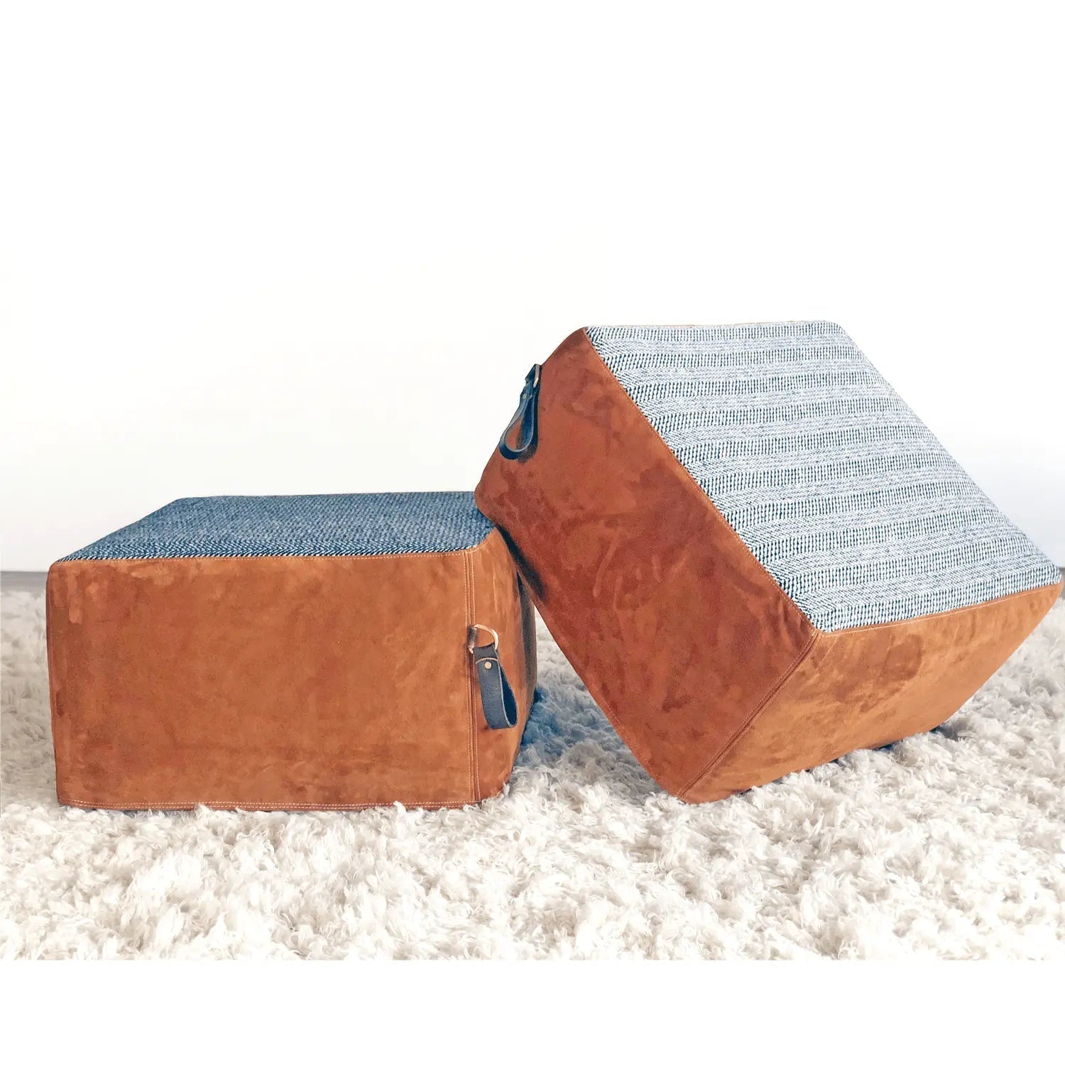 Ottoman | Square Custom Leather Suede Foot Stools or Pouf