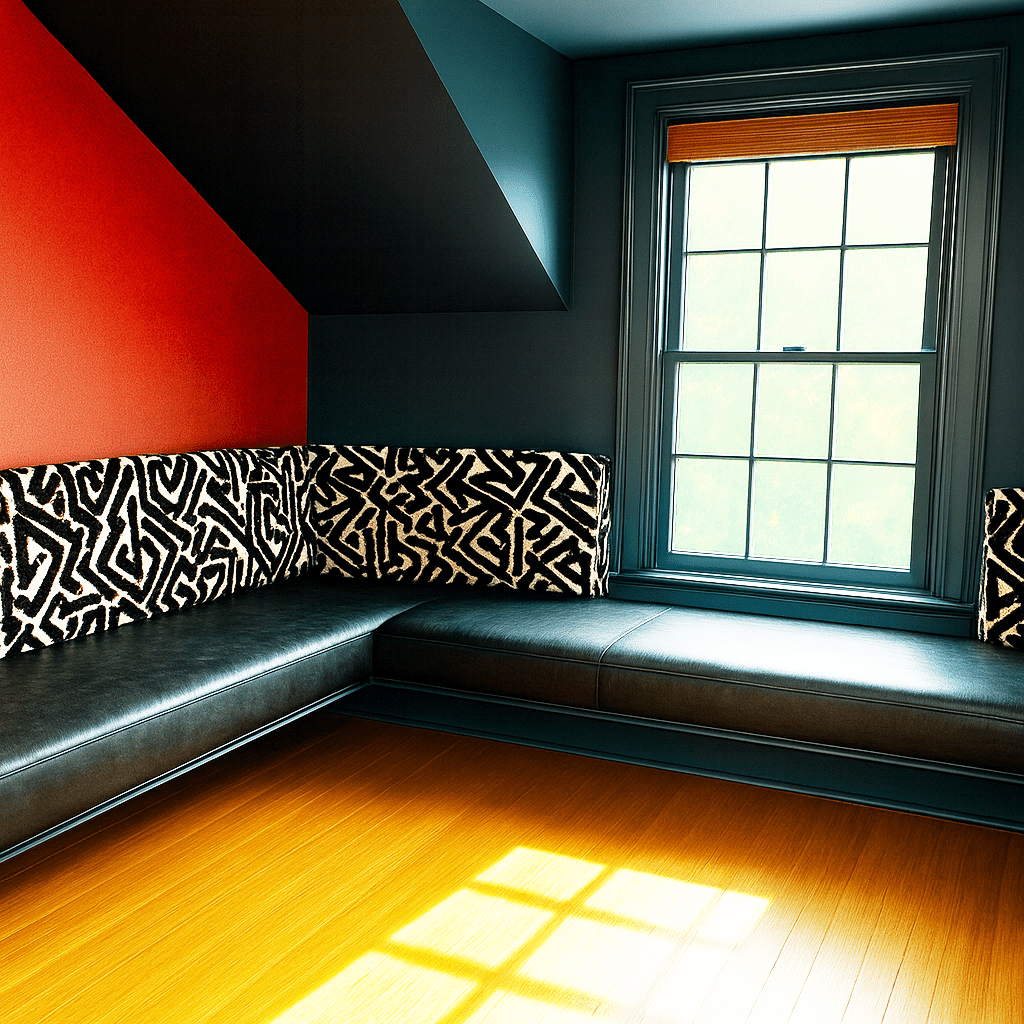 JW | Custom Floating Leather Bench for Game Room - custom banquette seatingH|F Atelierluxury upholstered seatingHUNTEDFOX - JW | Custom Floating Leather Bench for Game Room