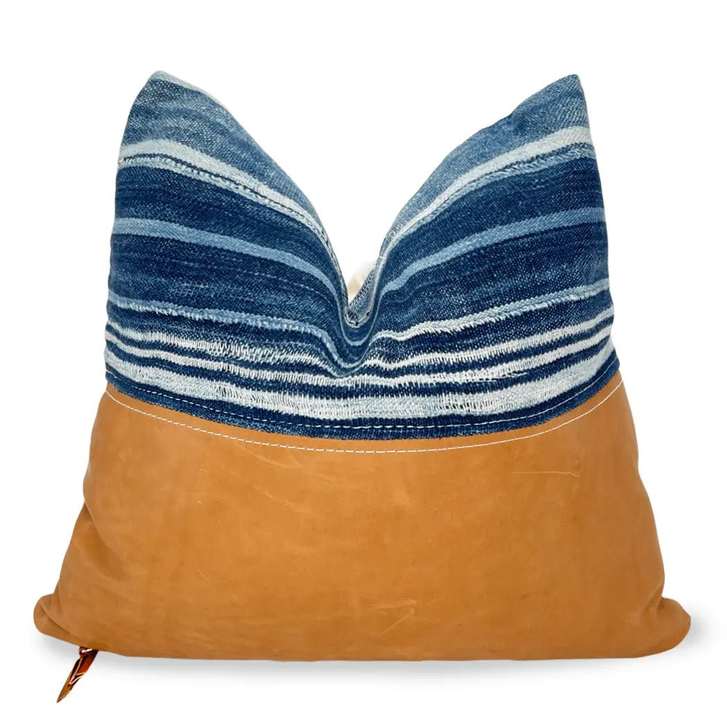 Indigo Leather Accent Pillow