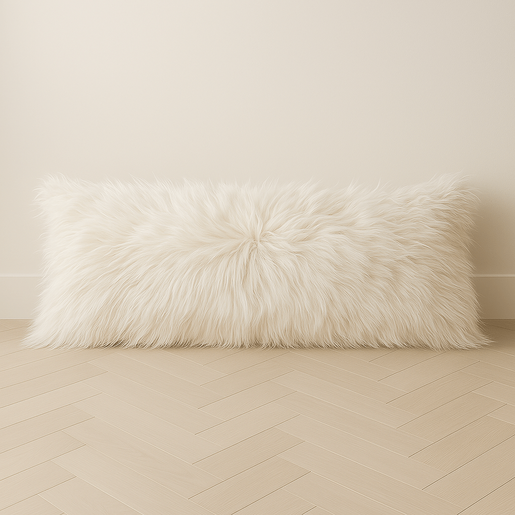 Luxury White Shearling Pillow - LEATHERleather accent pillowLeather PillowHUNTEDFOX - Luxury White Shearling Pillow