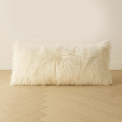 Luxury White Shearling Pillow - LEATHERleather accent pillowLeather PillowHUNTEDFOX - Luxury White Shearling Pillow