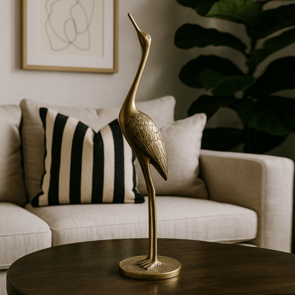 Mid Century Brass Heron Bird Figurine - ACCENTbrassbrass animalsHUNTEDFOX - Mid Century Brass Heron Bird Figurine