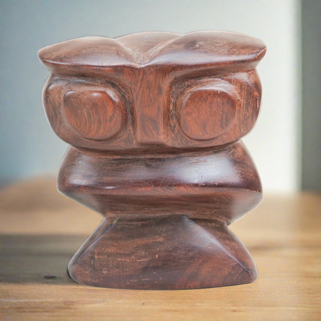 Mid Century Iconic Wooden Carved Owl Statue - HUNTEDFOX