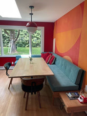 Mid Century Modern Pillow with Natural Leather Piping - BAJA CHICkidsneed verificationHUNTEDFOX - Mid Century Modern Pillow with Natural Leather Piping - HUNTEDFOX