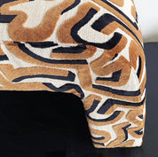 Modern Upholstered Bench | Black & Ivory Geometric Fabric with Rounded Corners - H|F Atelierluxury upholstered seatingSEATINGHUNTEDFOX - Modern Upholstered Bench | Black & Ivory Geometric Fabric with Rounded Corners