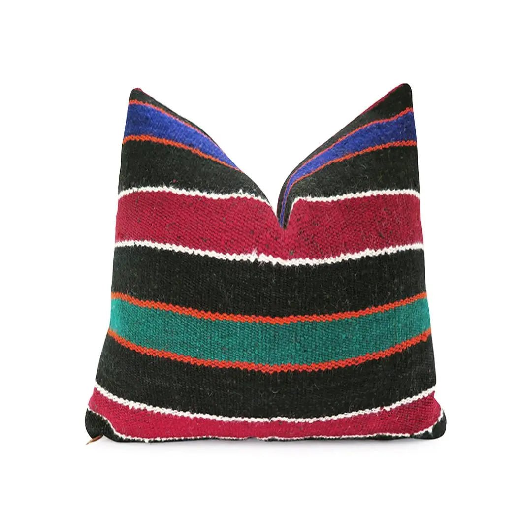 Multicolored Dark Tones Kilim | Accent Pillow